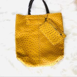 Mustard Yellow Ostrich Leather Purse